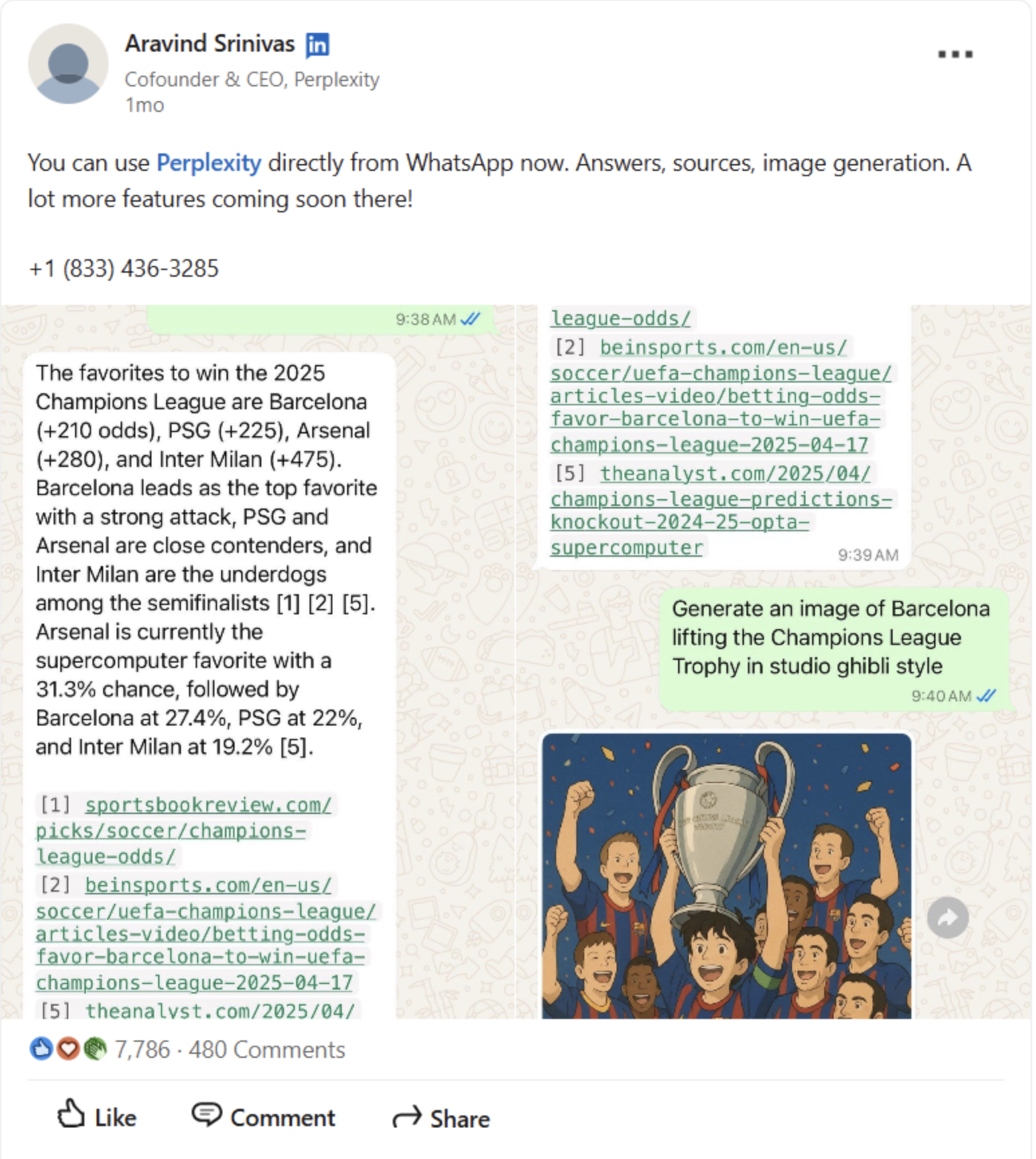  Linkedin post_how can i use perplexity ai to get answers on whatsapp